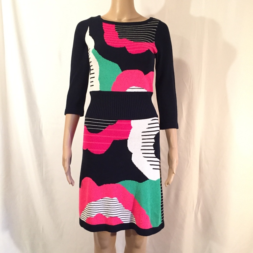 Nanette Lepore Navy Blue Strip with Floral Dress